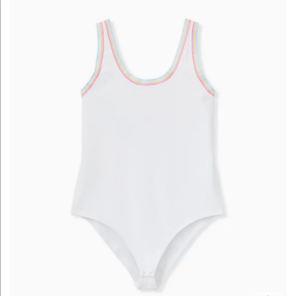 WHITE & RAINBOW RINGER FOXY BODYSUIT torrid size 0